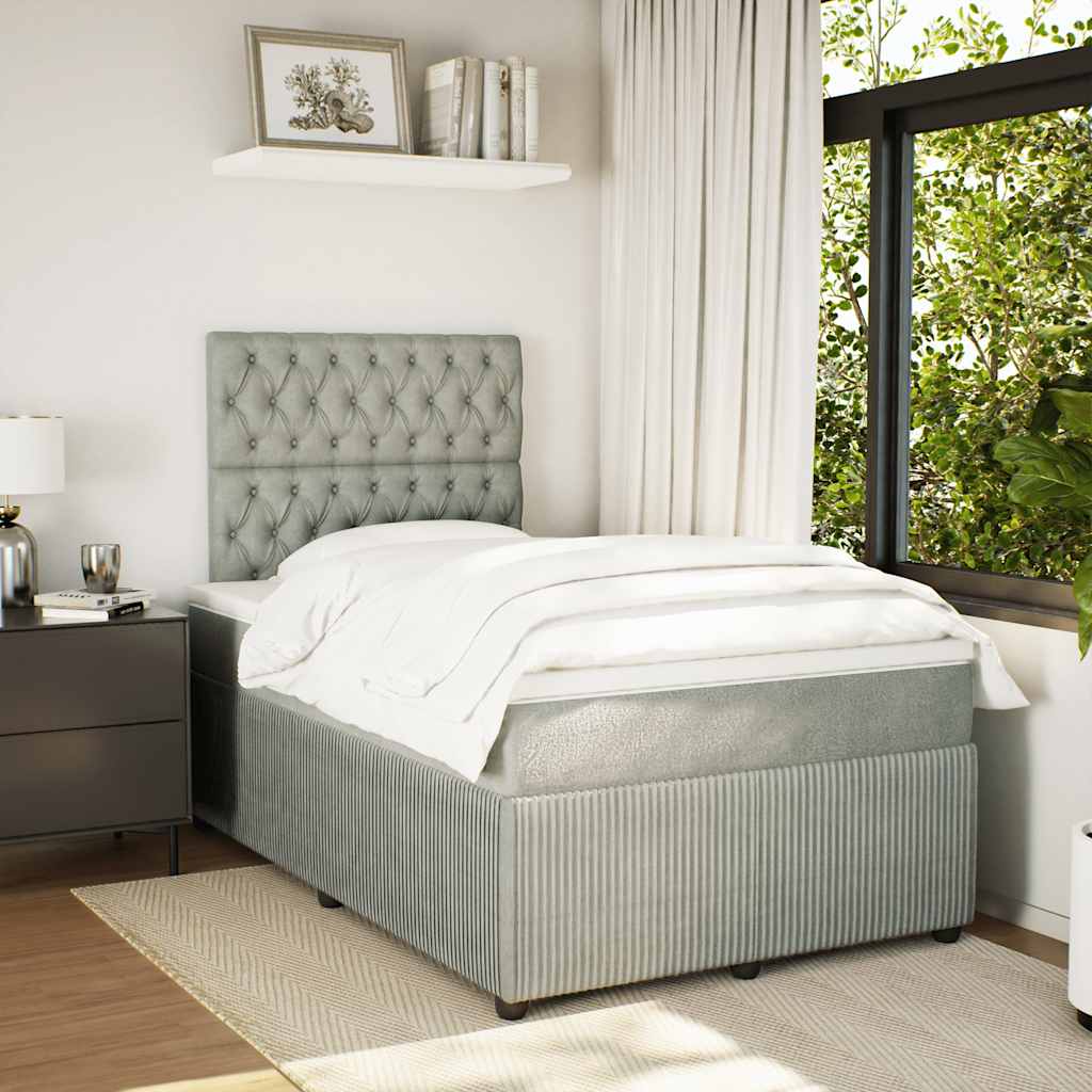 Sommier à lattes de lit et matelas gris clair 120x190cm velours - XIOS
