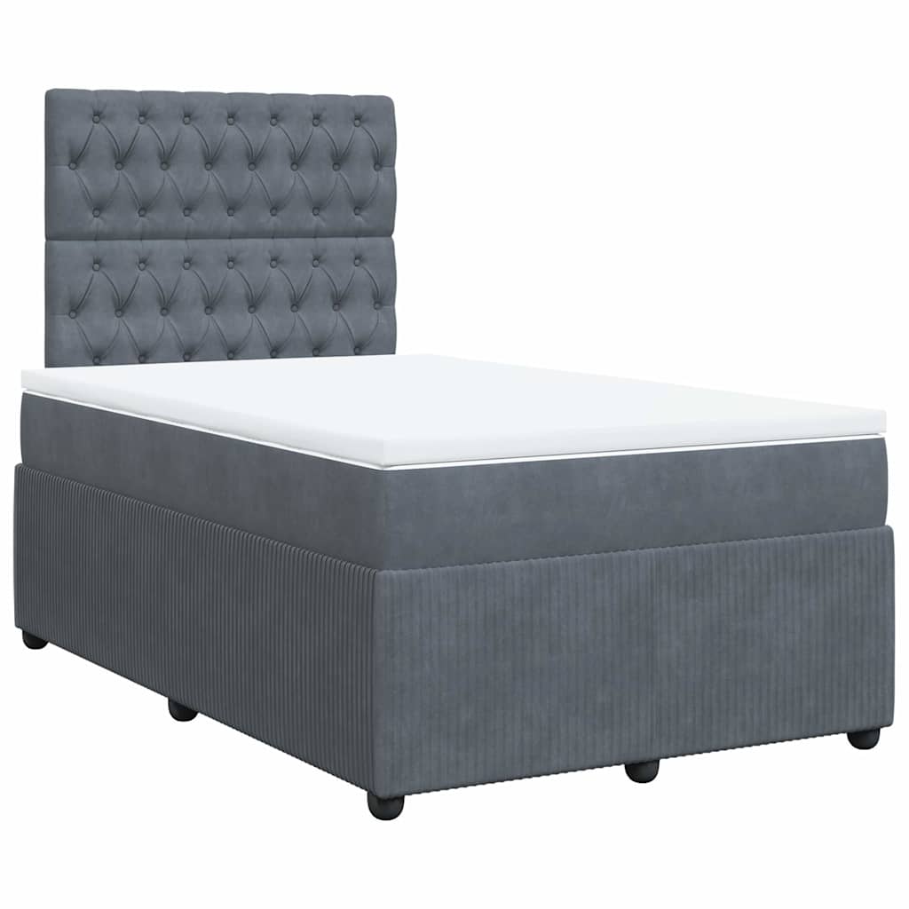 Sommier à lattes de lit et matelas gris foncé 120x190cm velours - XIOS
