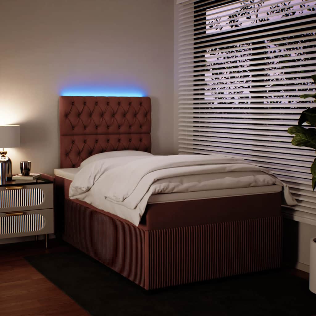 Sommier à lattes de lit avec matelas rose 120x190 cm velours - XIOS