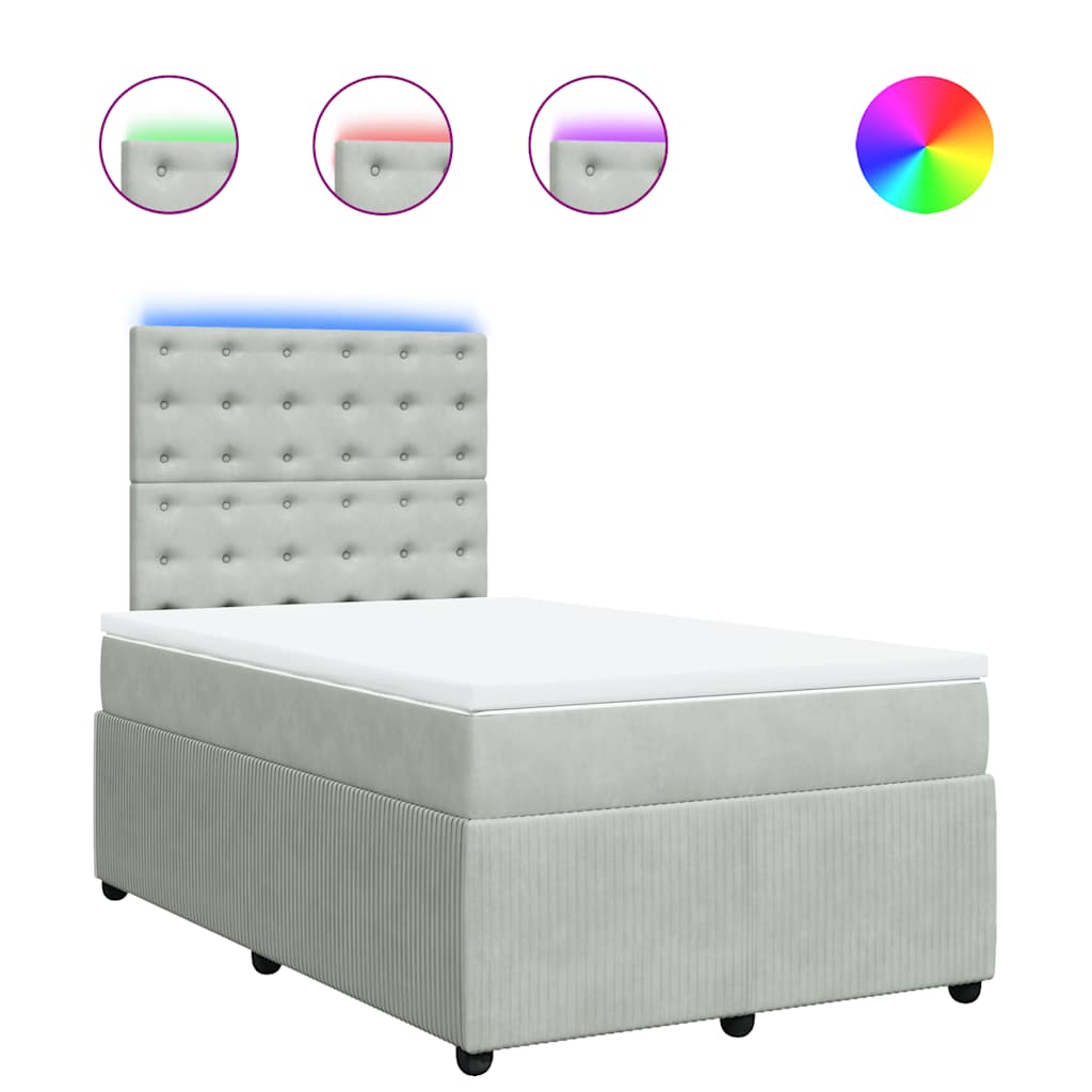 Sommier à lattes de lit et matelas gris clair 120x190cm velours - XIOS
