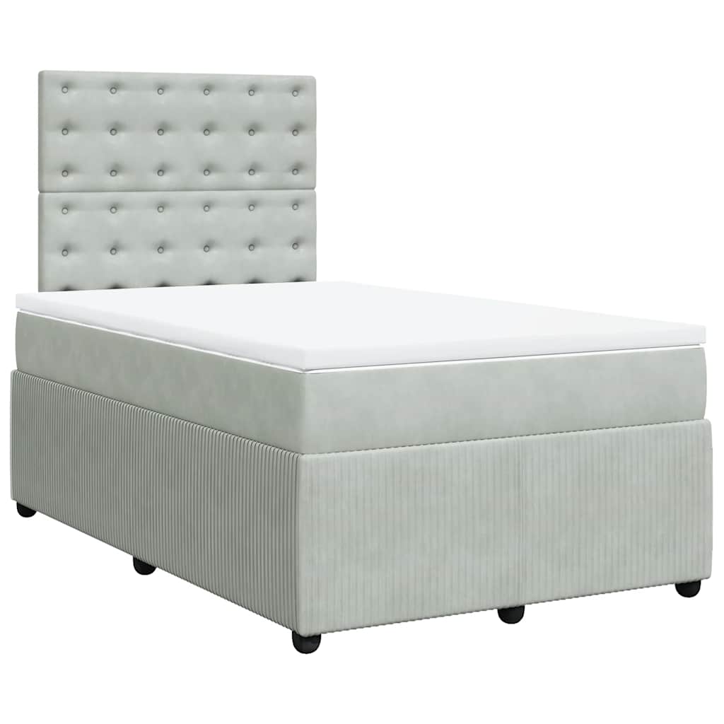 Sommier à lattes de lit et matelas gris clair 120x190cm velours - XIOS