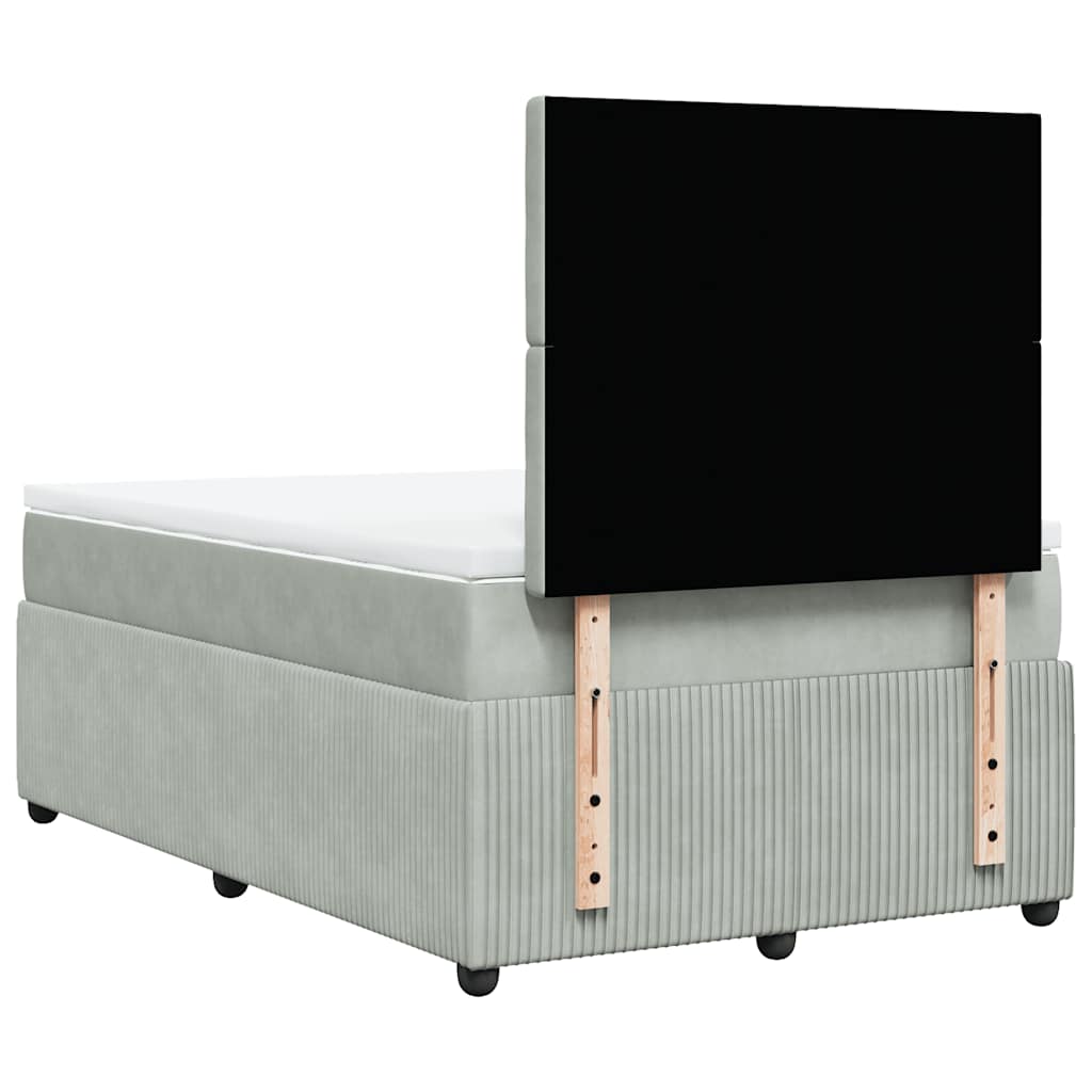 Sommier à lattes de lit et matelas gris clair 120x190cm velours - XIOS