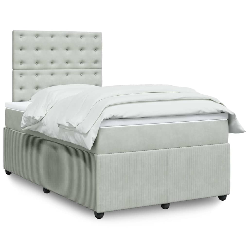 Sommier à lattes de lit et matelas gris clair 120x190cm velours - XIOS