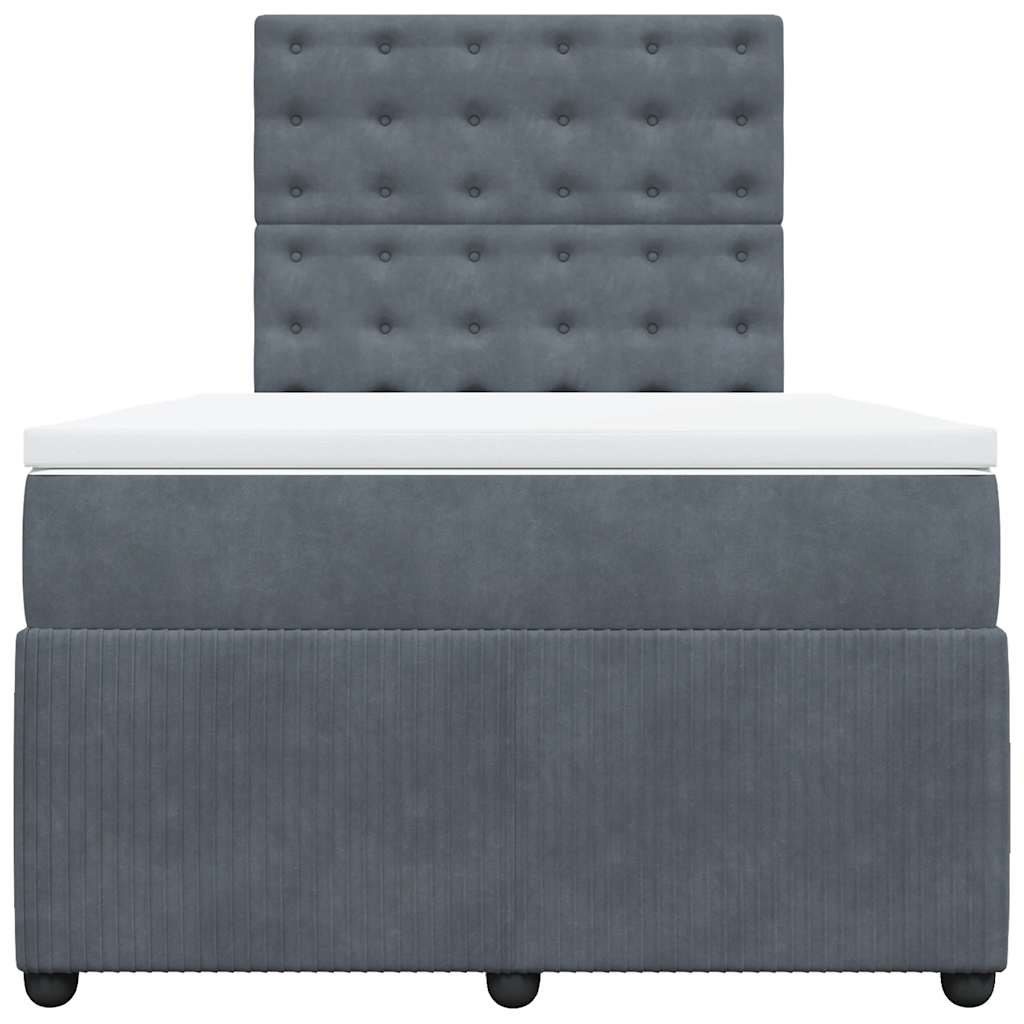 Sommier à lattes de lit et matelas gris foncé 120x190cm velours - XIOS