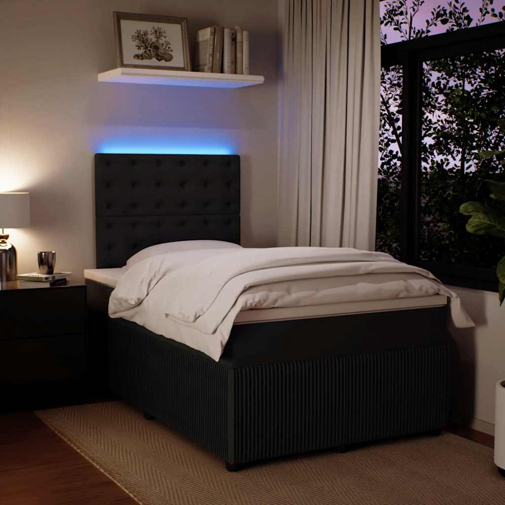Sommier à lattes de lit avec matelas noir 120x190 cm velours - XIOS