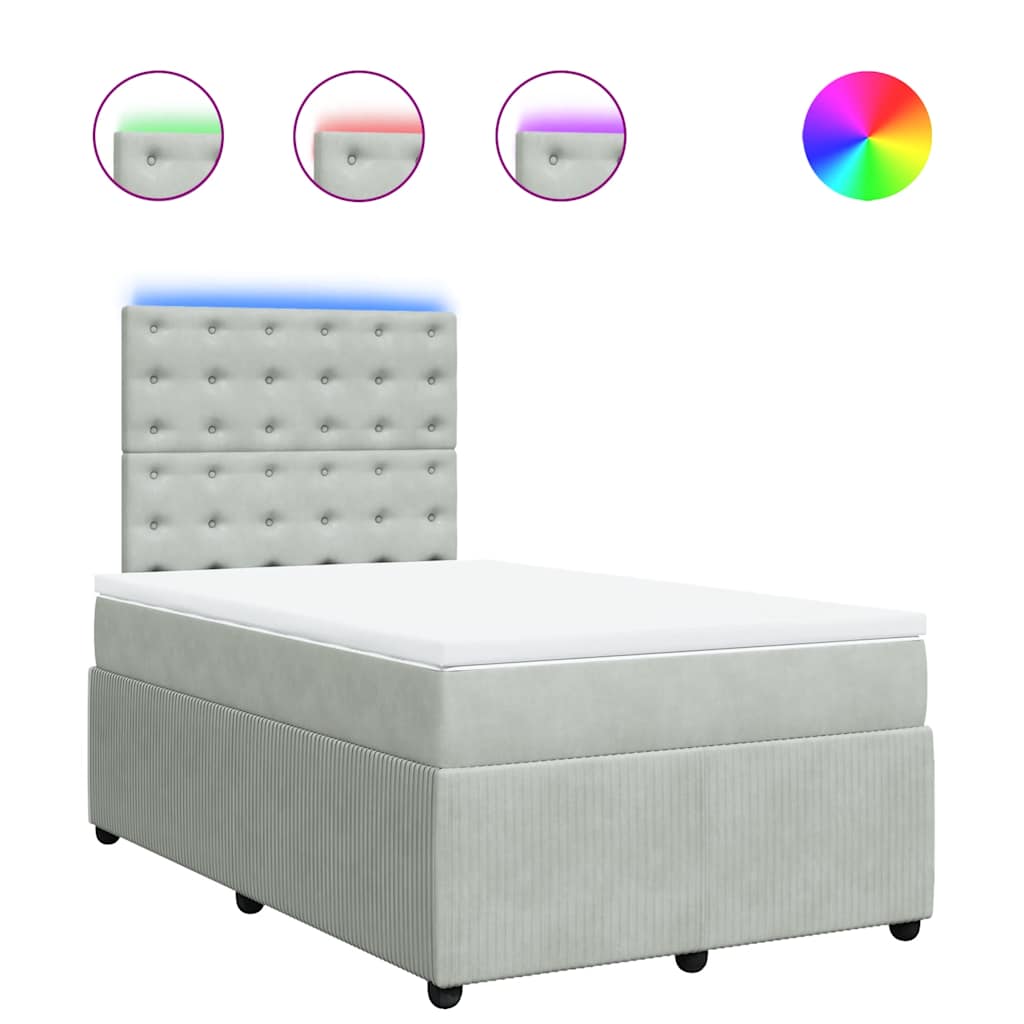 Sommier à lattes de lit et matelas Gris clair 120x200cm Velours - XIOS
