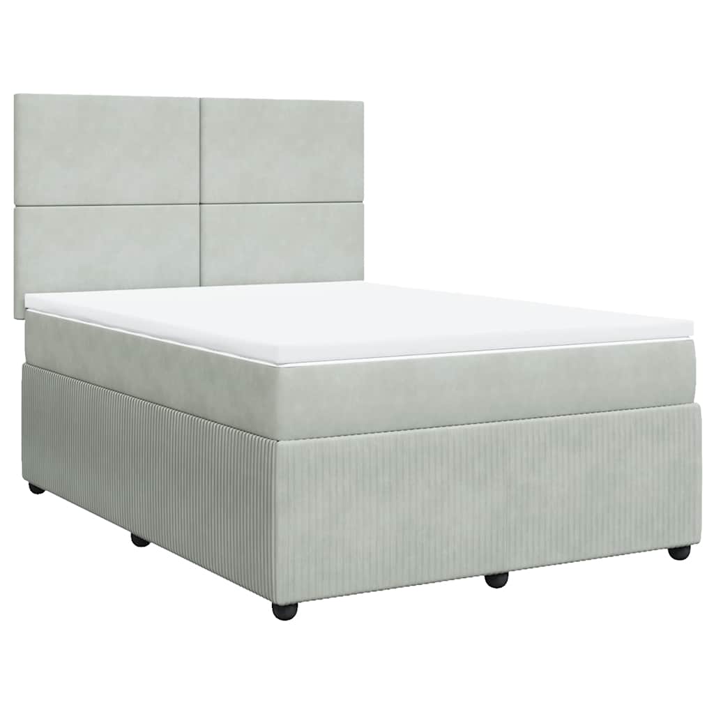 Sommier à lattes de lit et matelas Gris clair 140x190cm Velours - XIOS