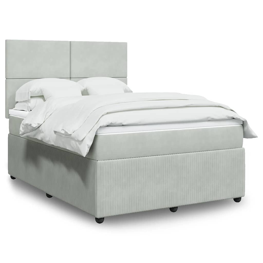 Sommier à lattes de lit et matelas Gris clair 140x190cm Velours - XIOS
