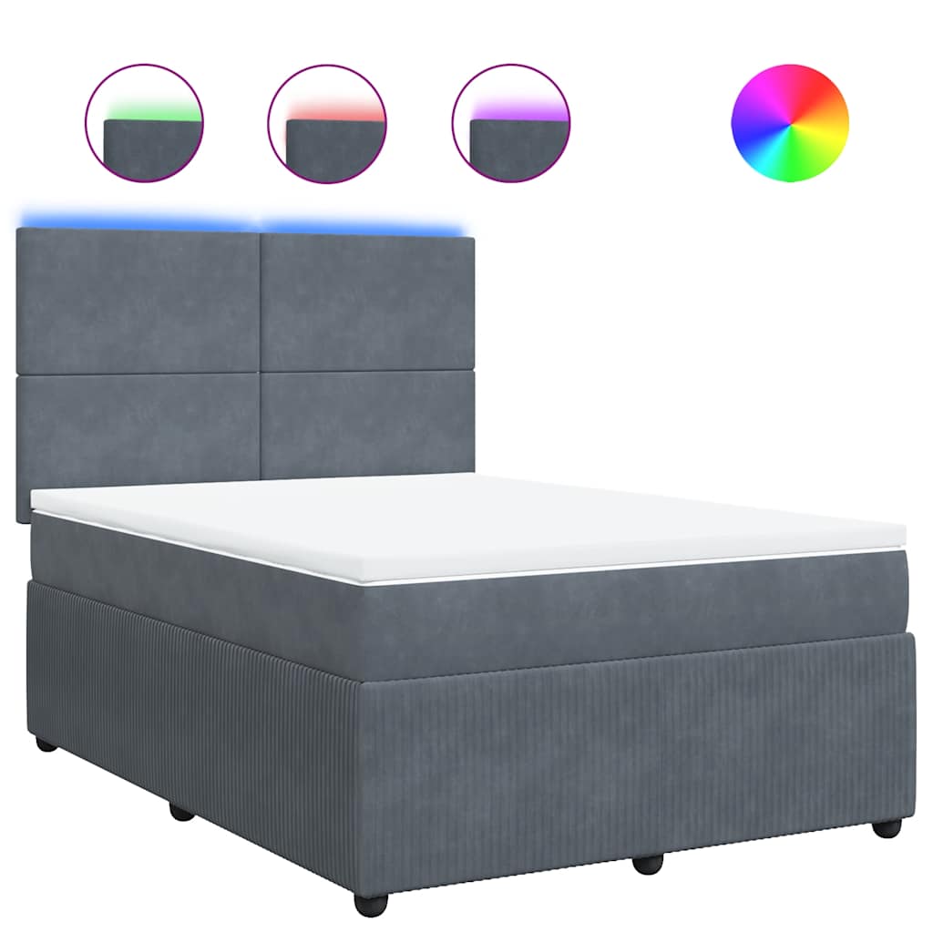 Sommier à lattes de lit et matelas Gris foncé 140x190cm Velours - XIOS