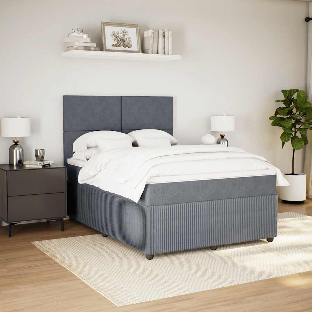 Sommier à lattes de lit et matelas Gris foncé 140x190cm Velours - XIOS