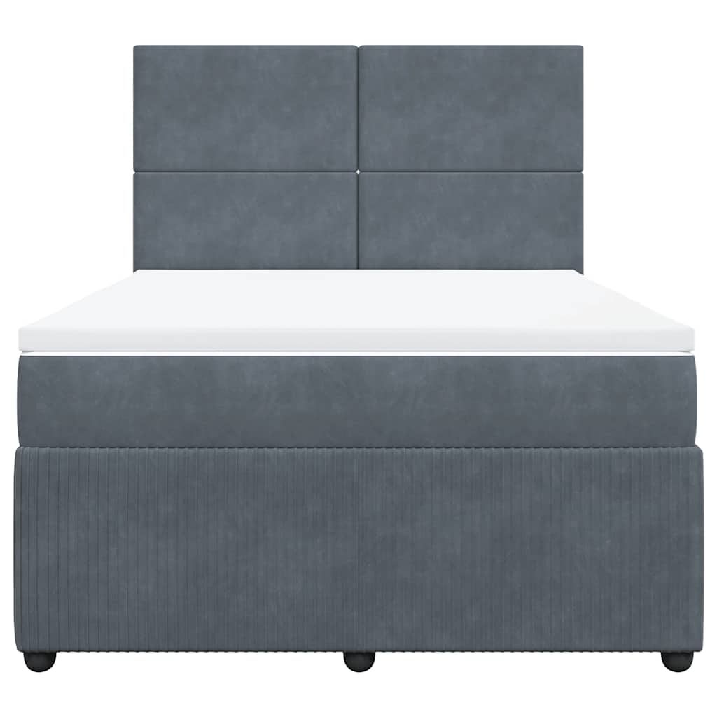 Sommier à lattes de lit et matelas Gris foncé 140x190cm Velours - XIOS