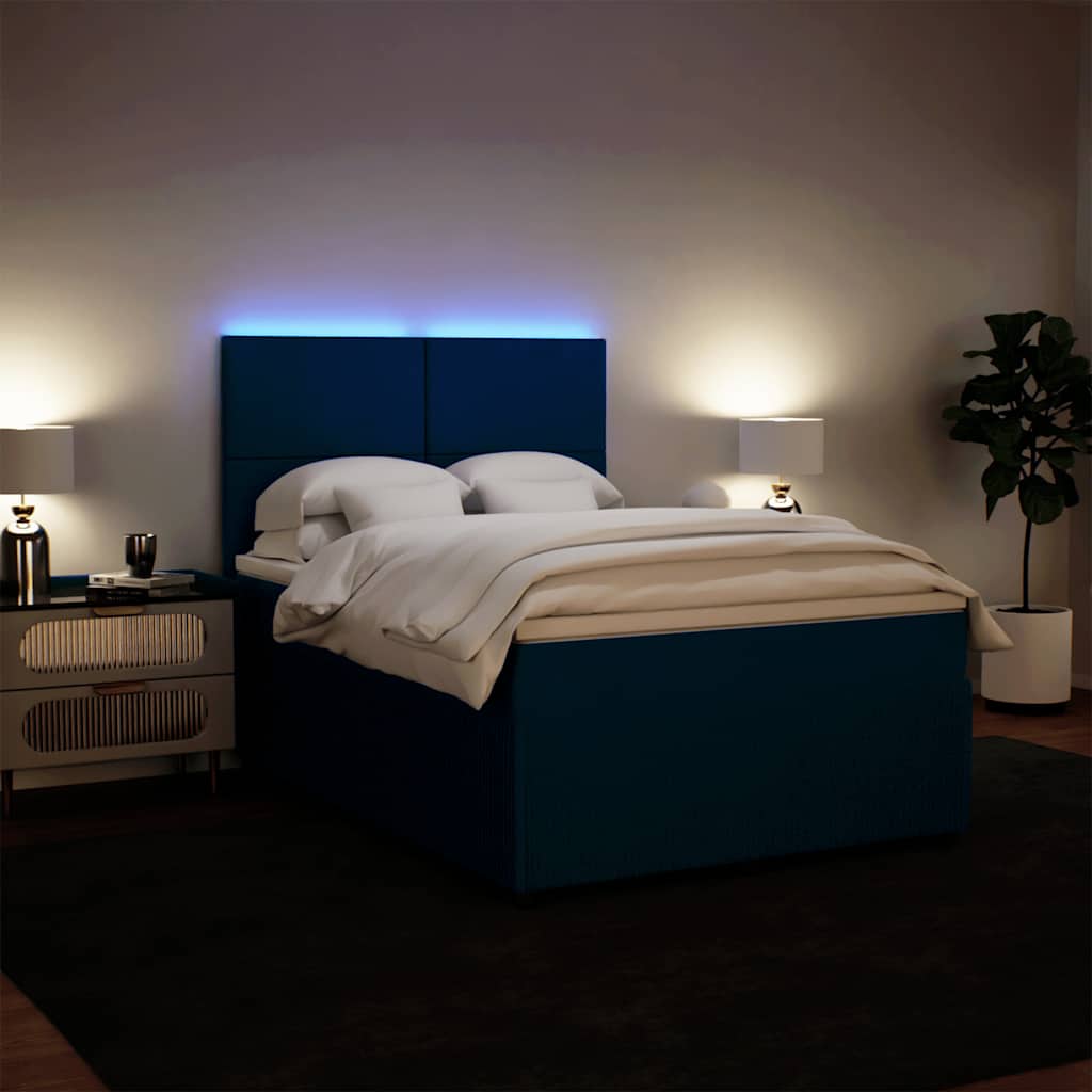 Sommier à lattes de lit et matelas bleu 140x190 cm velours - XIOS