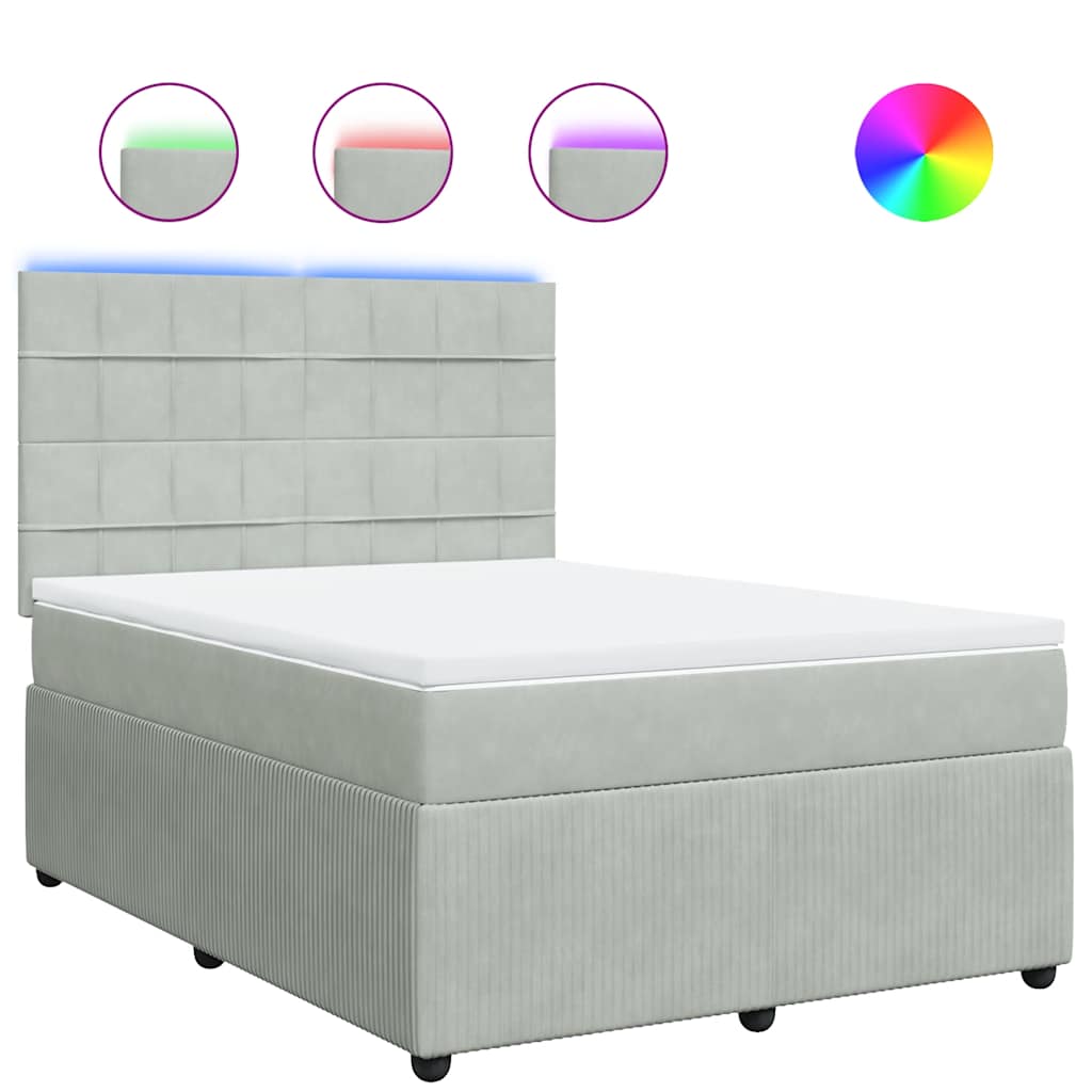 Sommier à lattes de lit et matelas Gris clair 140x190cm Velours - XIOS
