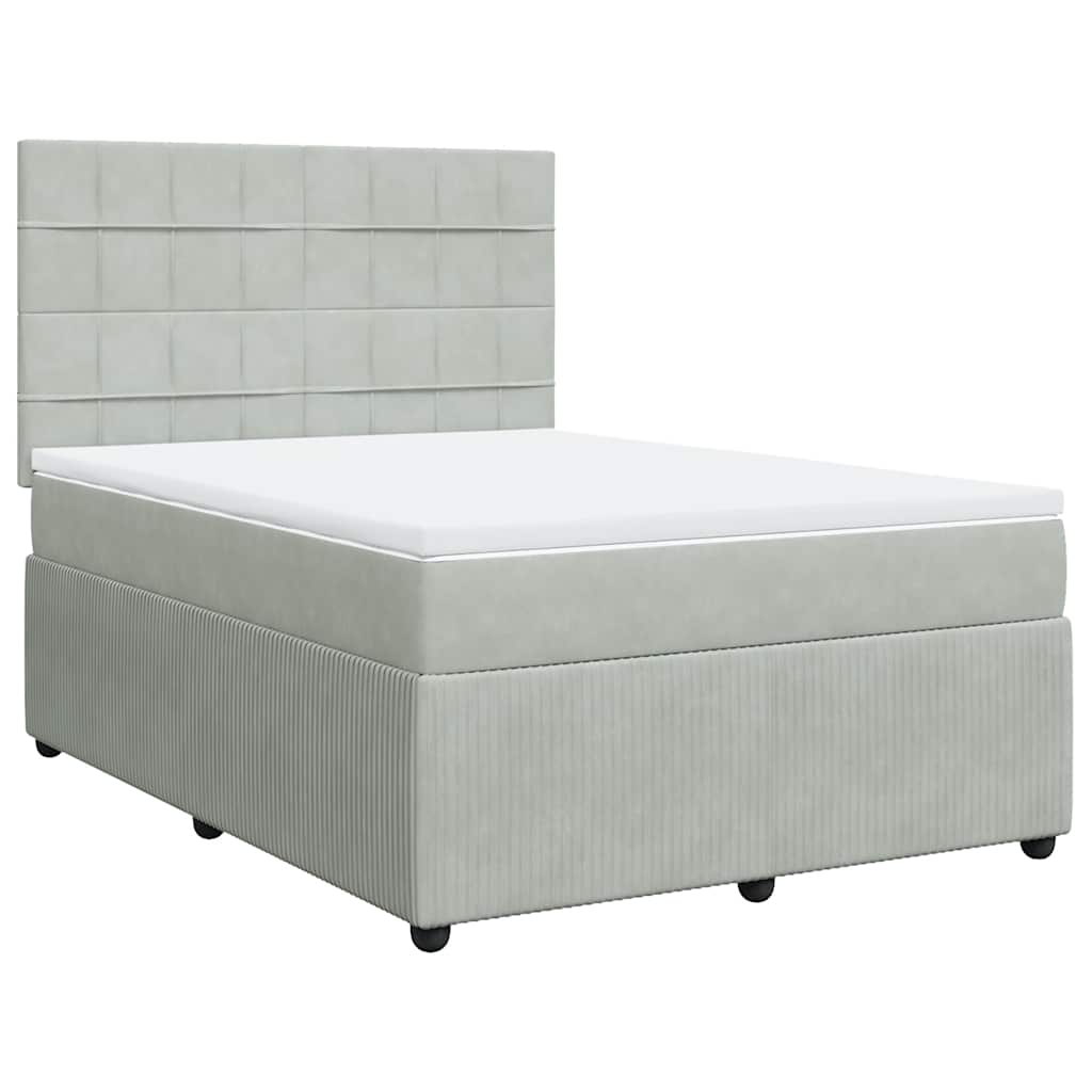 Sommier à lattes de lit et matelas Gris clair 140x190cm Velours - XIOS
