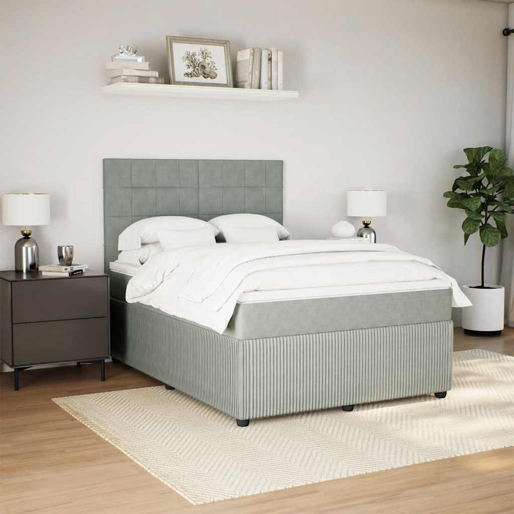 Sommier à lattes de lit et matelas Gris clair 140x190cm Velours - XIOS