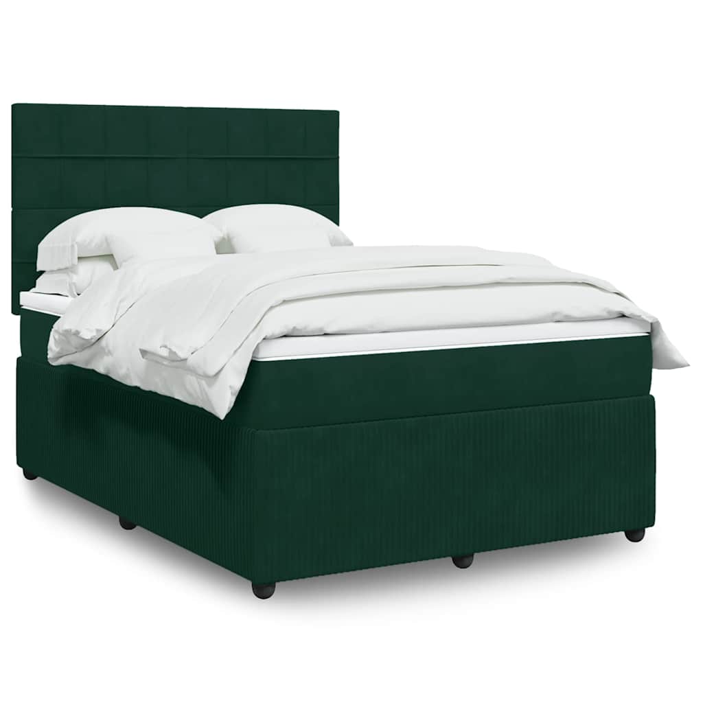 Sommier à lattes de lit et matelas Vert foncé 140x190cm Velours - XIOS