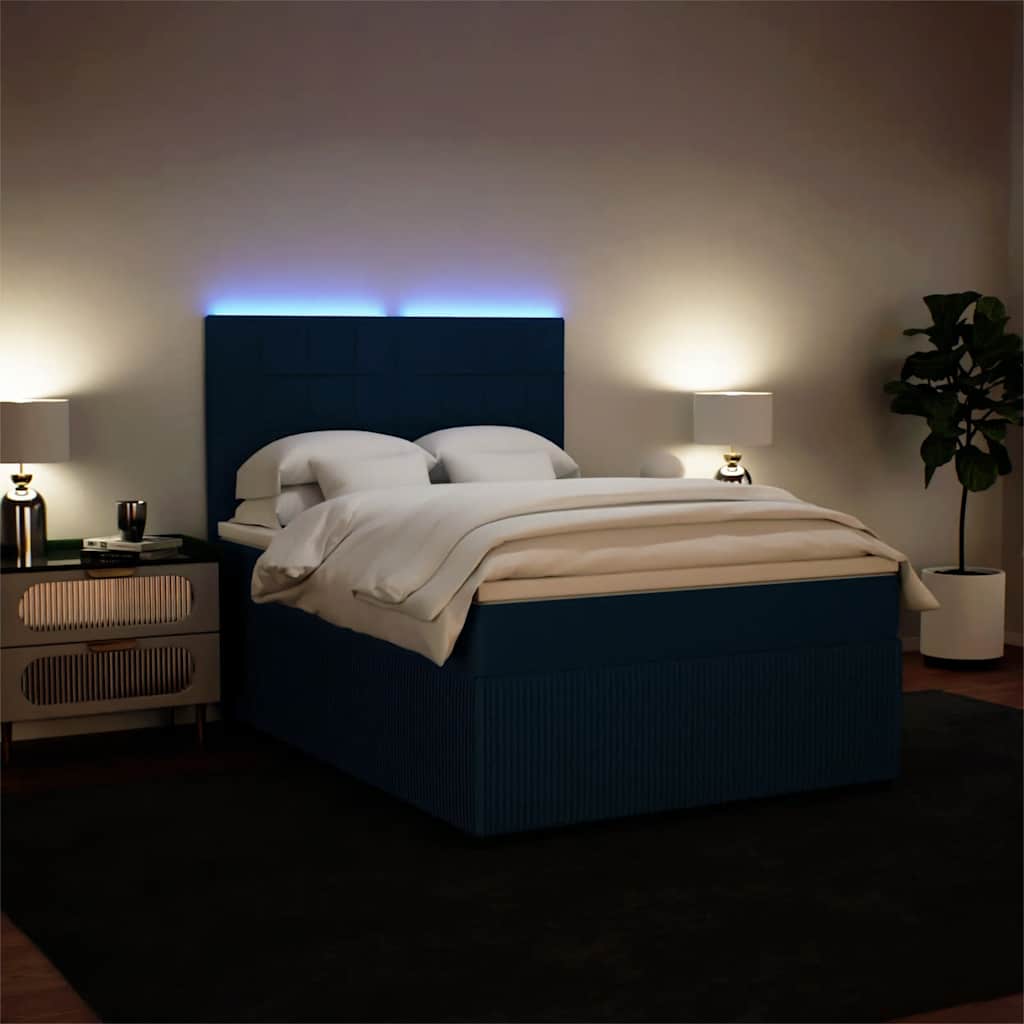 Sommier à lattes de lit et matelas bleu 140x190 cm velours - XIOS
