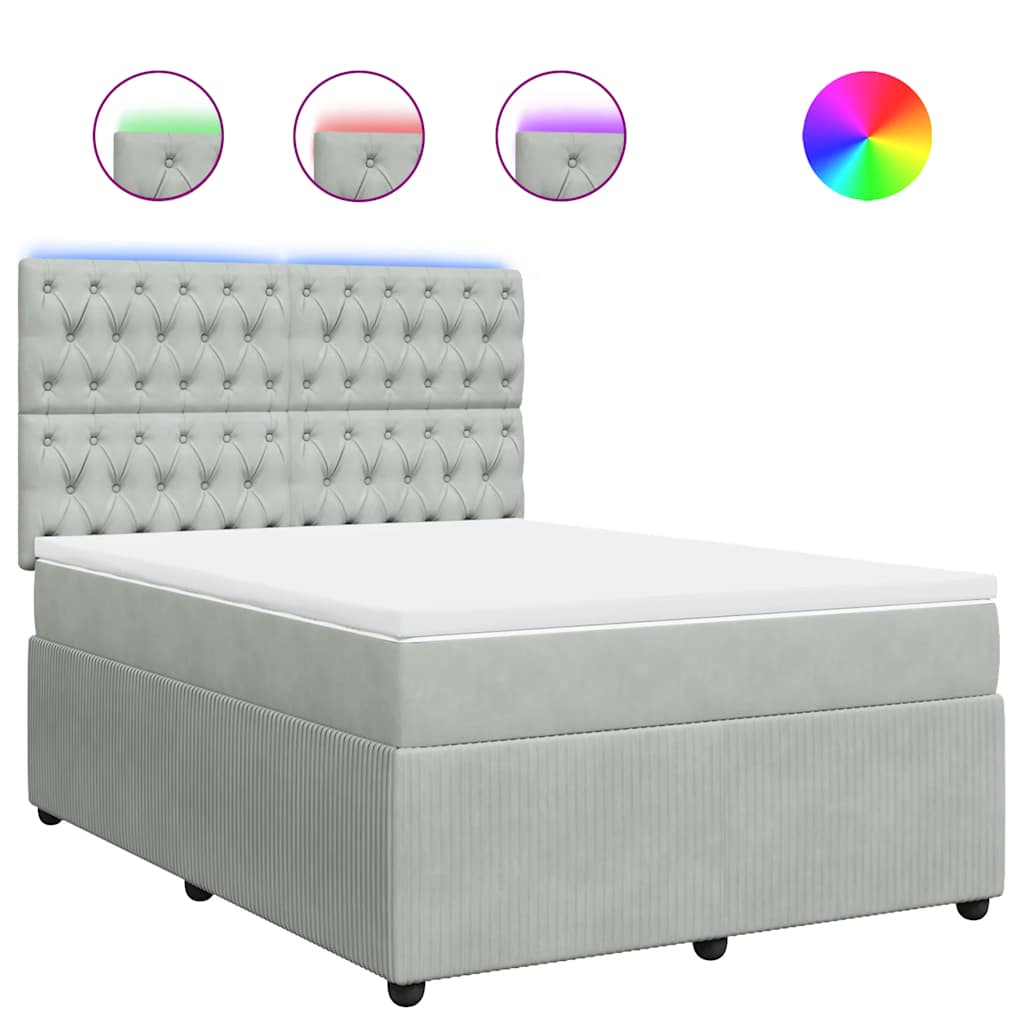 Sommier à lattes de lit et matelas Gris clair 140x190cm Velours - XIOS