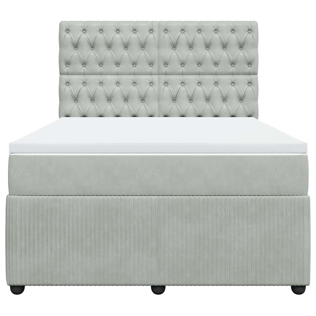 Sommier à lattes de lit et matelas Gris clair 140x190cm Velours - XIOS