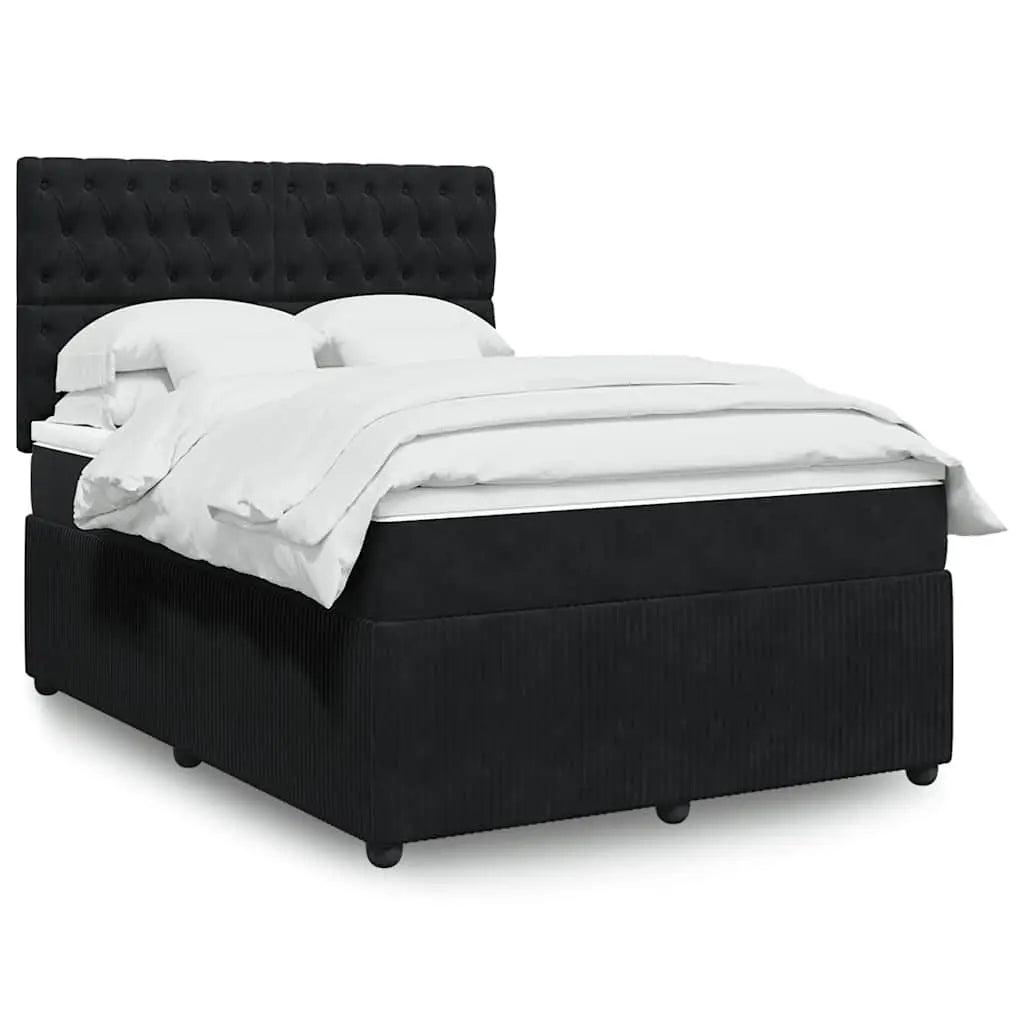 Sommier à lattes de lit avec matelas Noir 140x190 cm Velours - XIOS