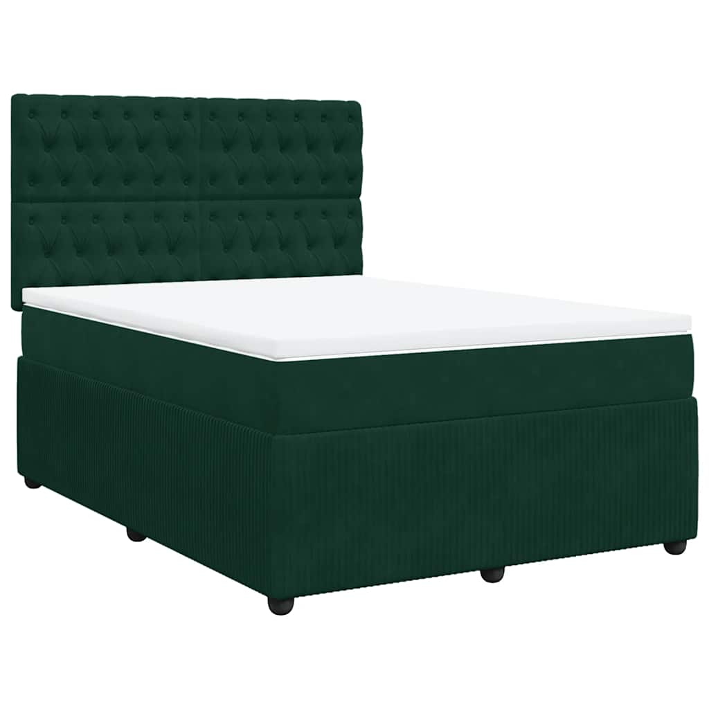 Sommier à lattes de lit et matelas Vert foncé 140x190cm Velours - XIOS