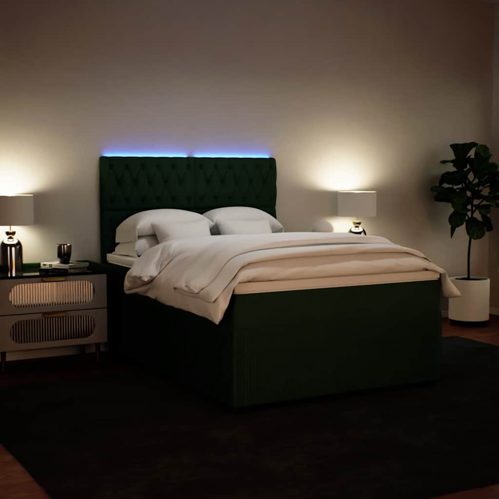 Sommier à lattes de lit et matelas Vert foncé 140x190cm Velours - XIOS