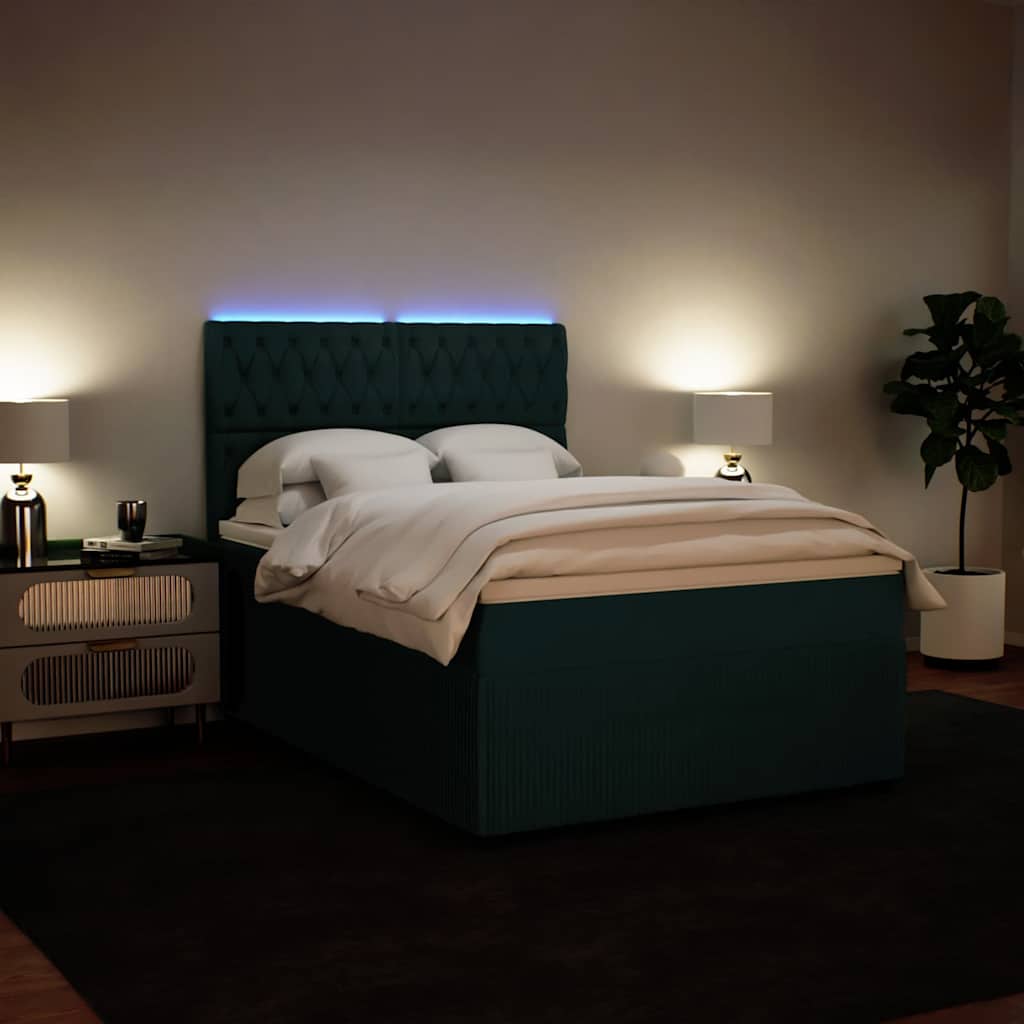 Sommier à lattes de lit et matelas Vert foncé 140x190cm Velours - XIOS