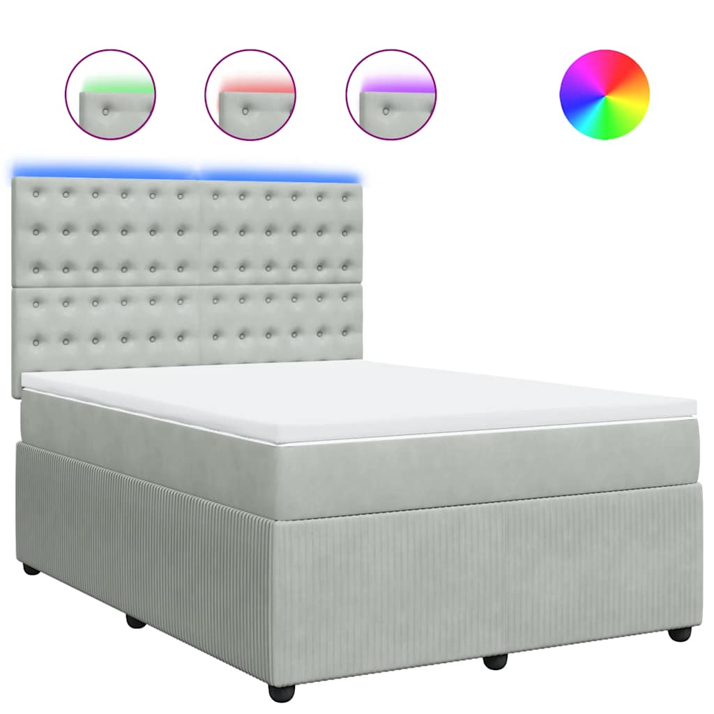 Sommier à lattes de lit et matelas Gris clair 140x190cm Velours - XIOS