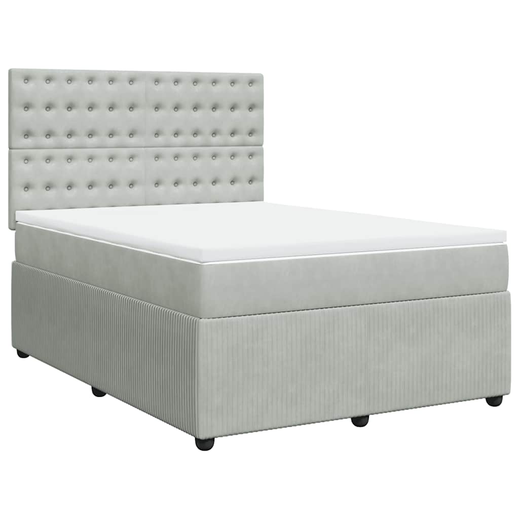 Sommier à lattes de lit et matelas Gris clair 140x190cm Velours - XIOS