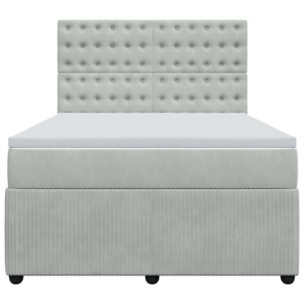 Sommier à lattes de lit et matelas Gris clair 140x190cm Velours