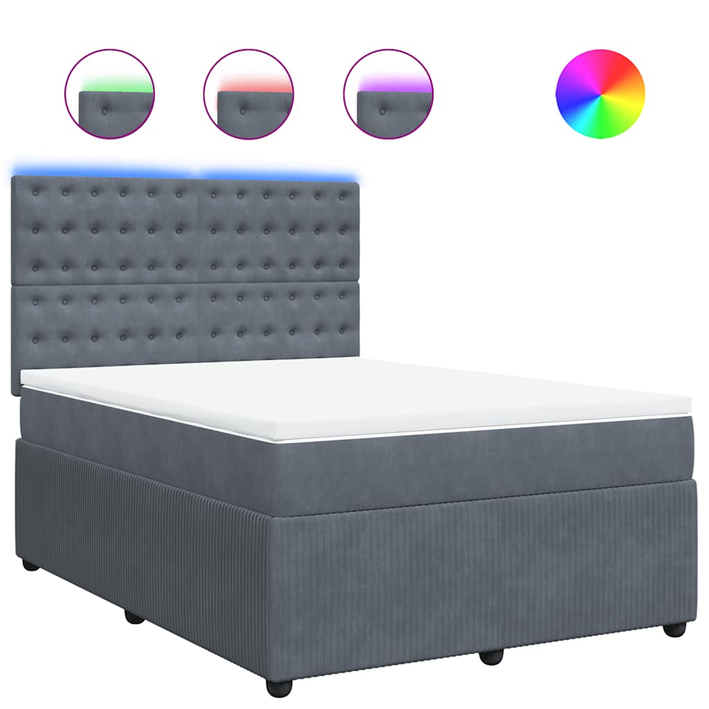 Sommier à lattes de lit et matelas Gris foncé 140x190cm Velours - XIOS