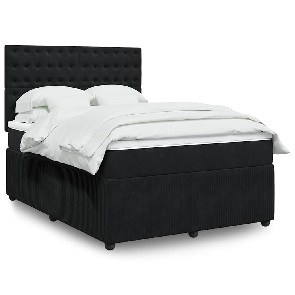 Sommier à lattes de lit avec matelas Noir 140x190 cm Velours - XIOS