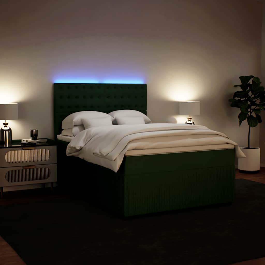 Sommier à lattes de lit et matelas Vert foncé 140x190cm Velours - XIOS