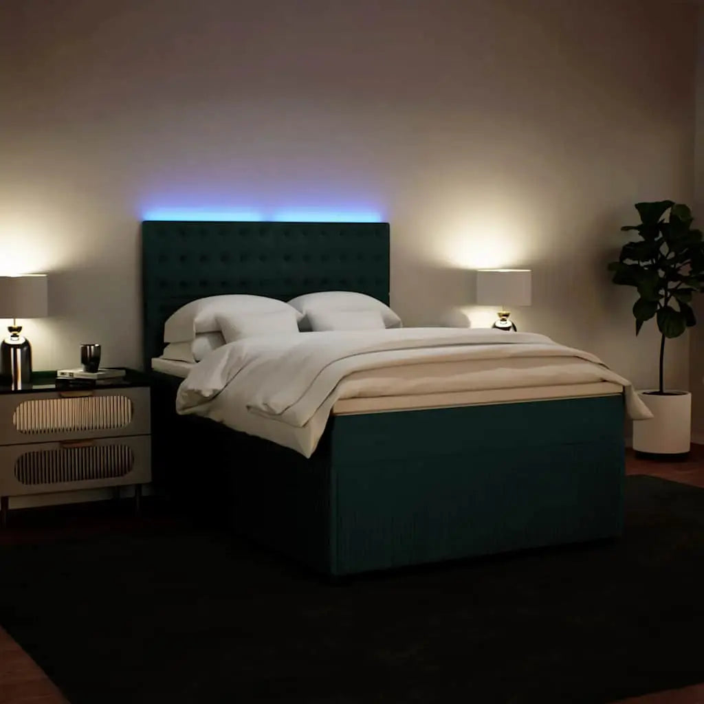 Sommier à lattes de lit et matelas Vert foncé 140x190cm Velours - XIOS