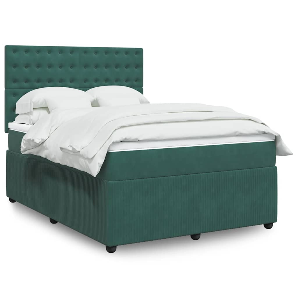 Sommier à lattes de lit et matelas Vert foncé 140x190cm Velours - XIOS