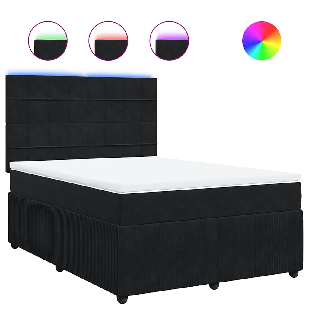 Sommier à lattes de lit avec matelas Noir 140x200 cm Velours - XIOS