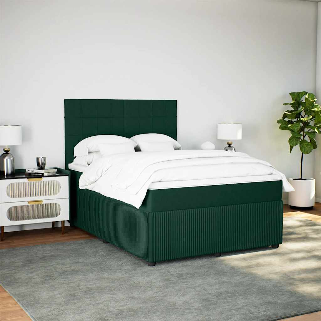 Sommier à lattes de lit et matelas Vert foncé 140x200cm Velours - XIOS