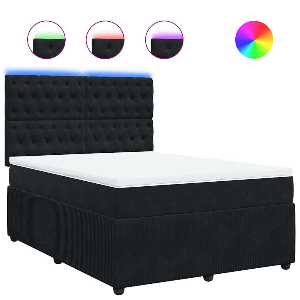 Sommier à lattes de lit avec matelas Noir 140x200 cm Velours - XIOS