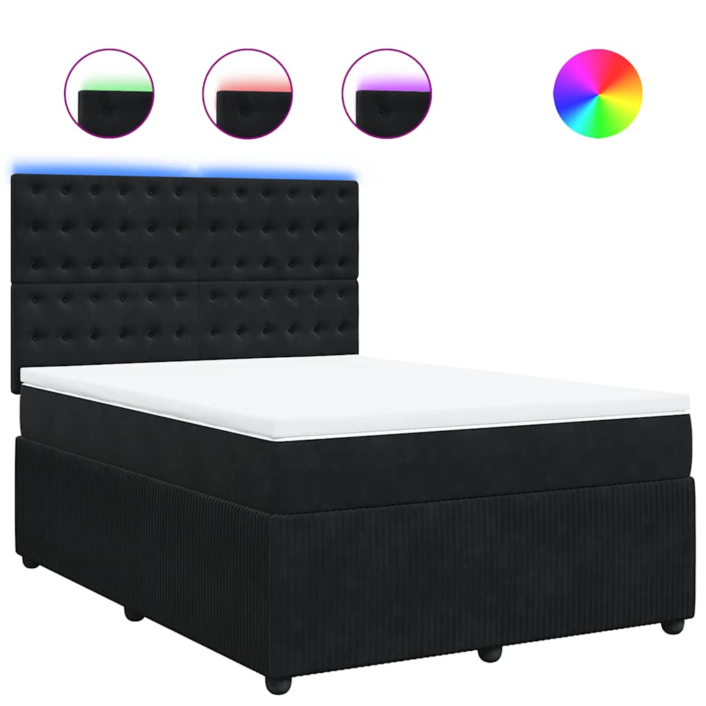 Sommier à lattes de lit avec matelas Noir 140x200 cm Velours - XIOS