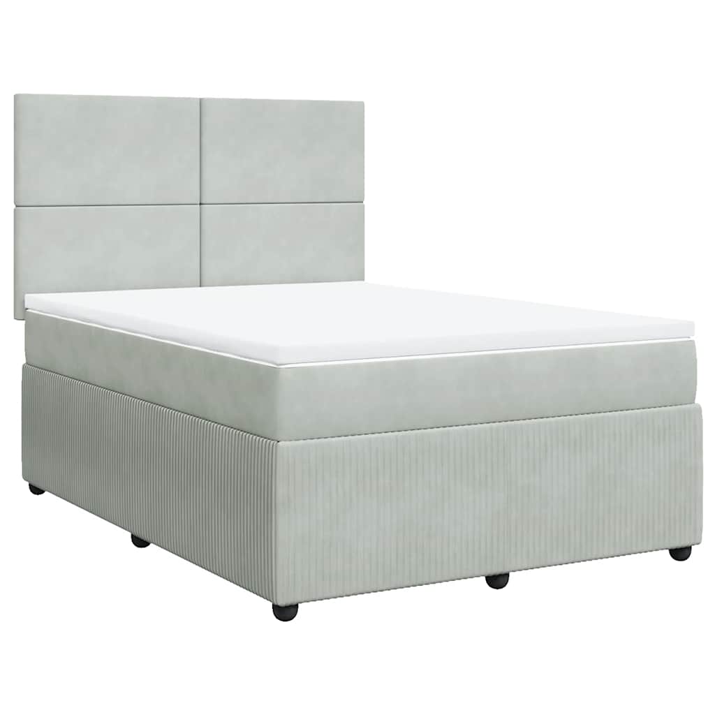 Sommier à lattes de lit et matelas Gris clair 160x200cm Velours - XIOS