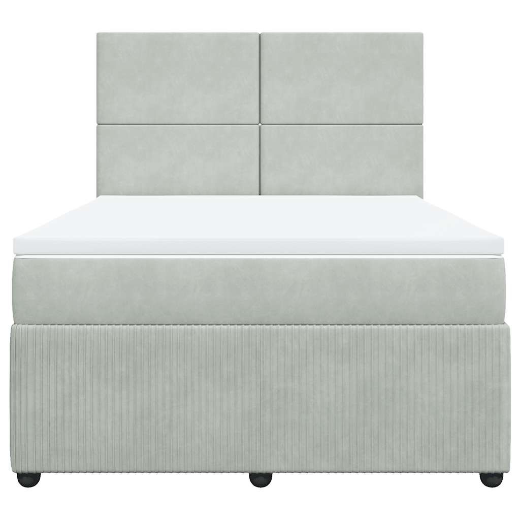 Sommier à lattes de lit et matelas Gris clair 160x200cm Velours - XIOS