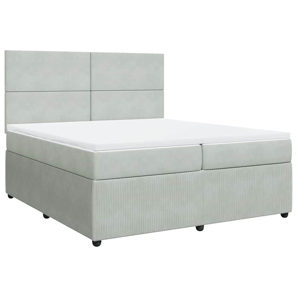 Sommier à lattes de lit et matelas Gris clair 200x200cm Velours - XIOS