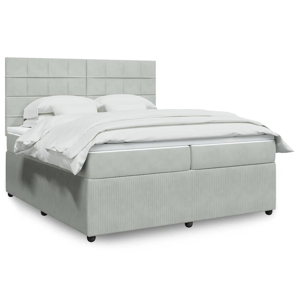 Sommier à lattes de lit et matelas Gris clair 200x200cm Velours - XIOS