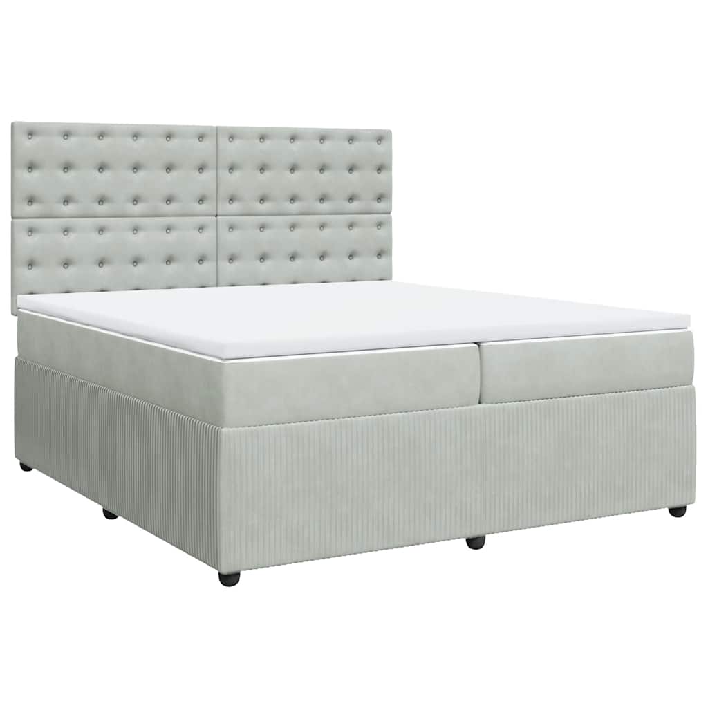 Sommier à lattes de lit et matelas Gris clair 200x200cm Velours - XIOS