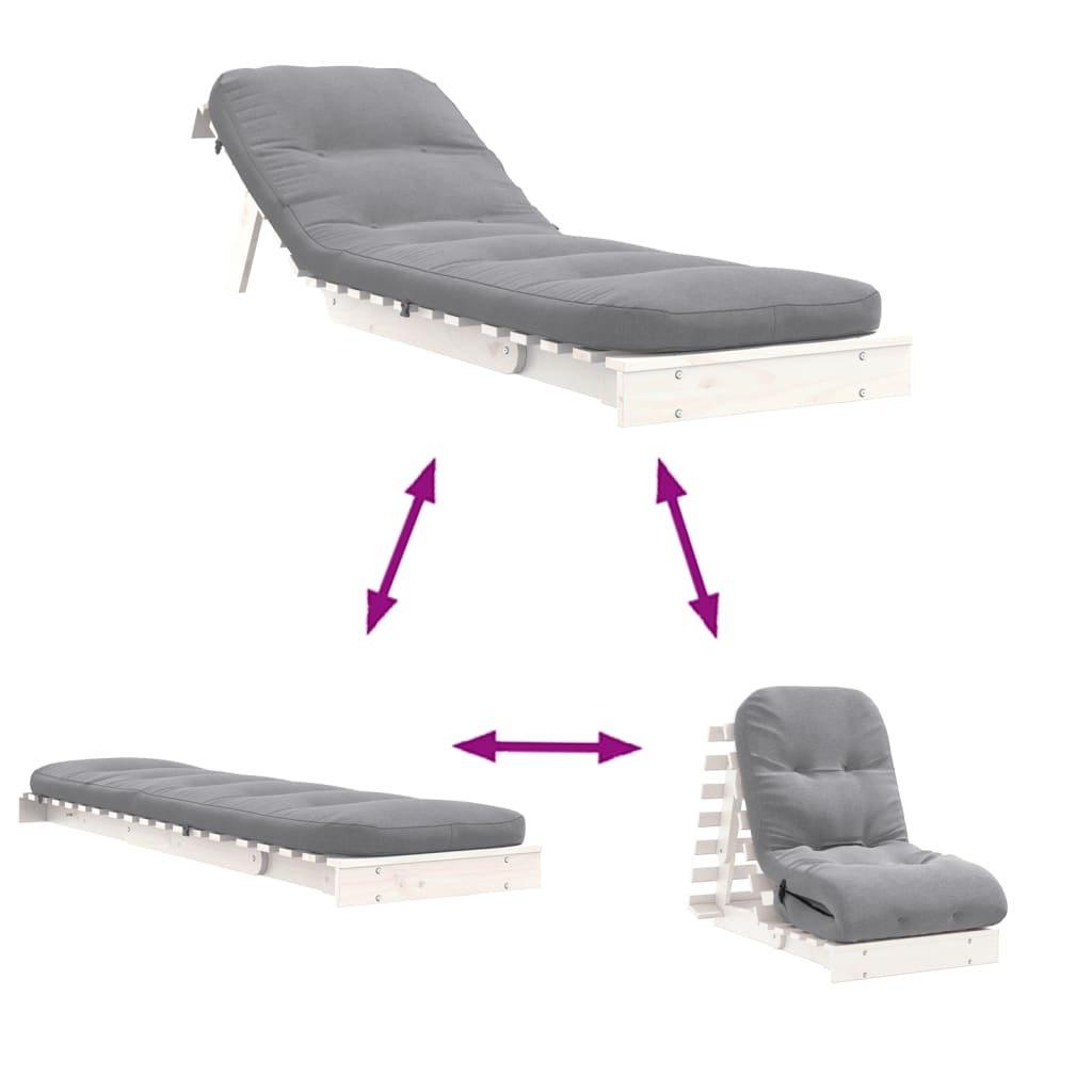 Canapé-lit futon avec matelas 60x206x11 cm bois massif de pin
