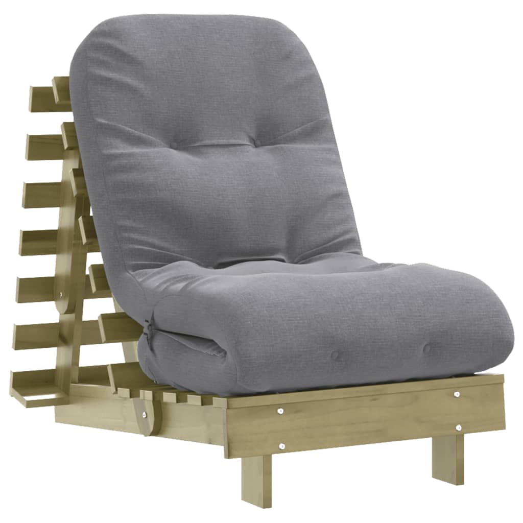 Canapé-lit futon avec matelas 60x206x11 cm bois de pin imprégné - XIOS