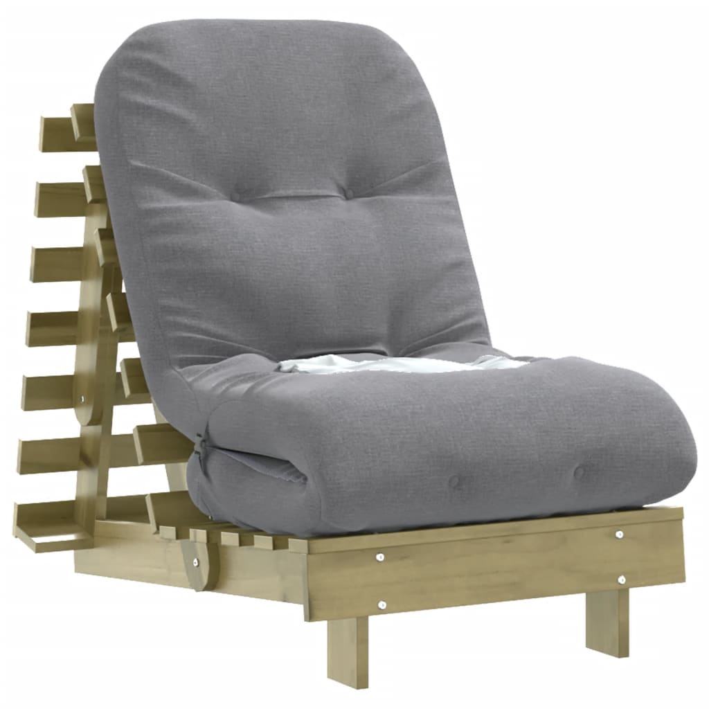 Canapé-lit futon avec matelas 60x206x11 cm bois de pin imprégné - XIOS