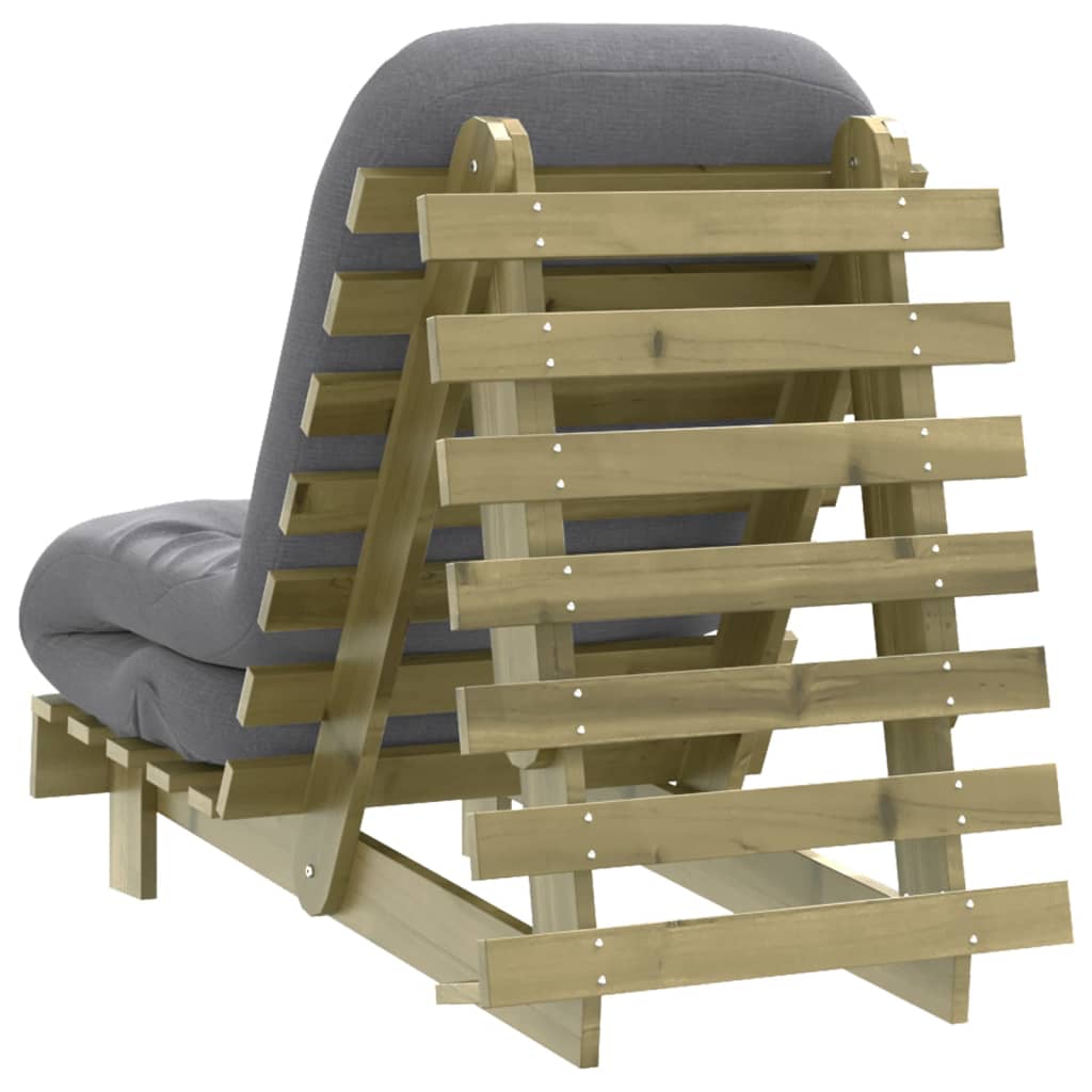 Canapé-lit futon avec matelas 60x206x11 cm bois de pin imprégné - XIOS
