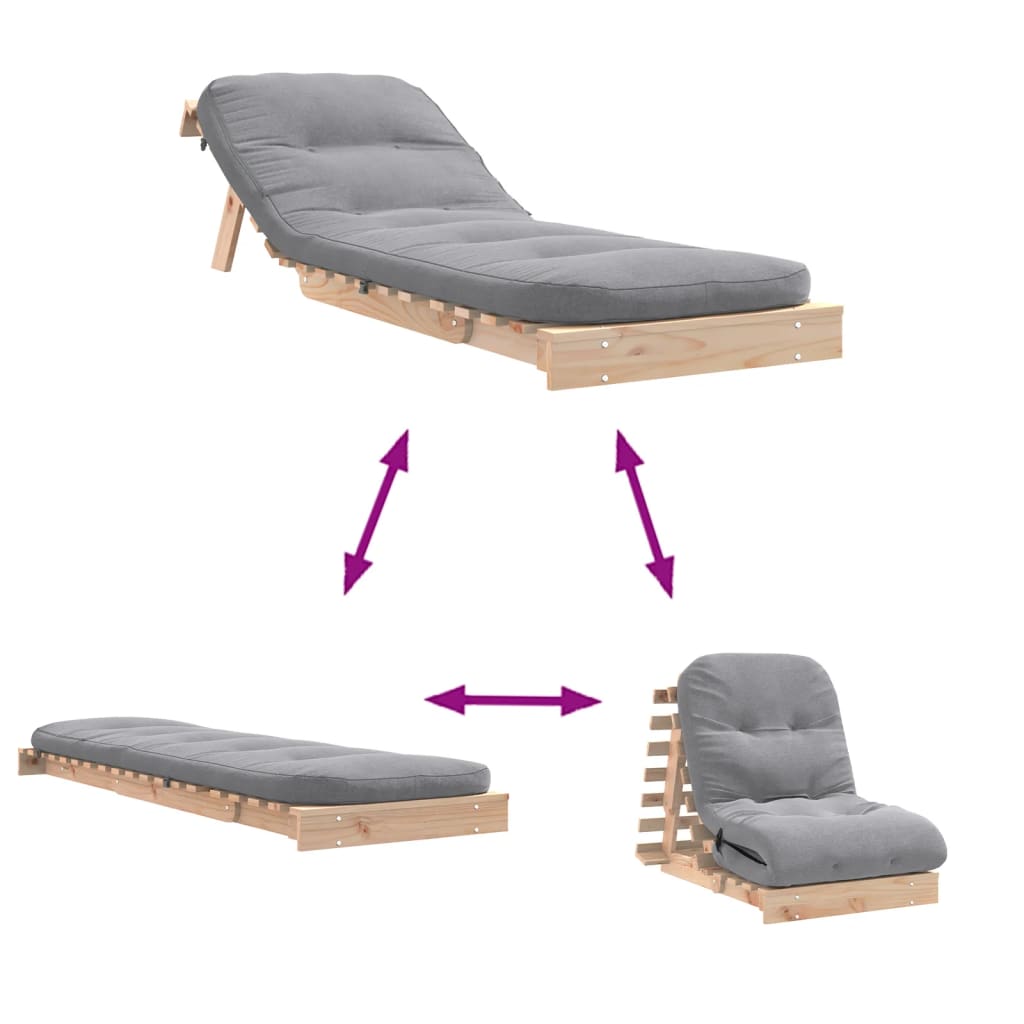 Canapé-lit futon avec matelas 70x206x11 cm bois massif de pin - XIOS