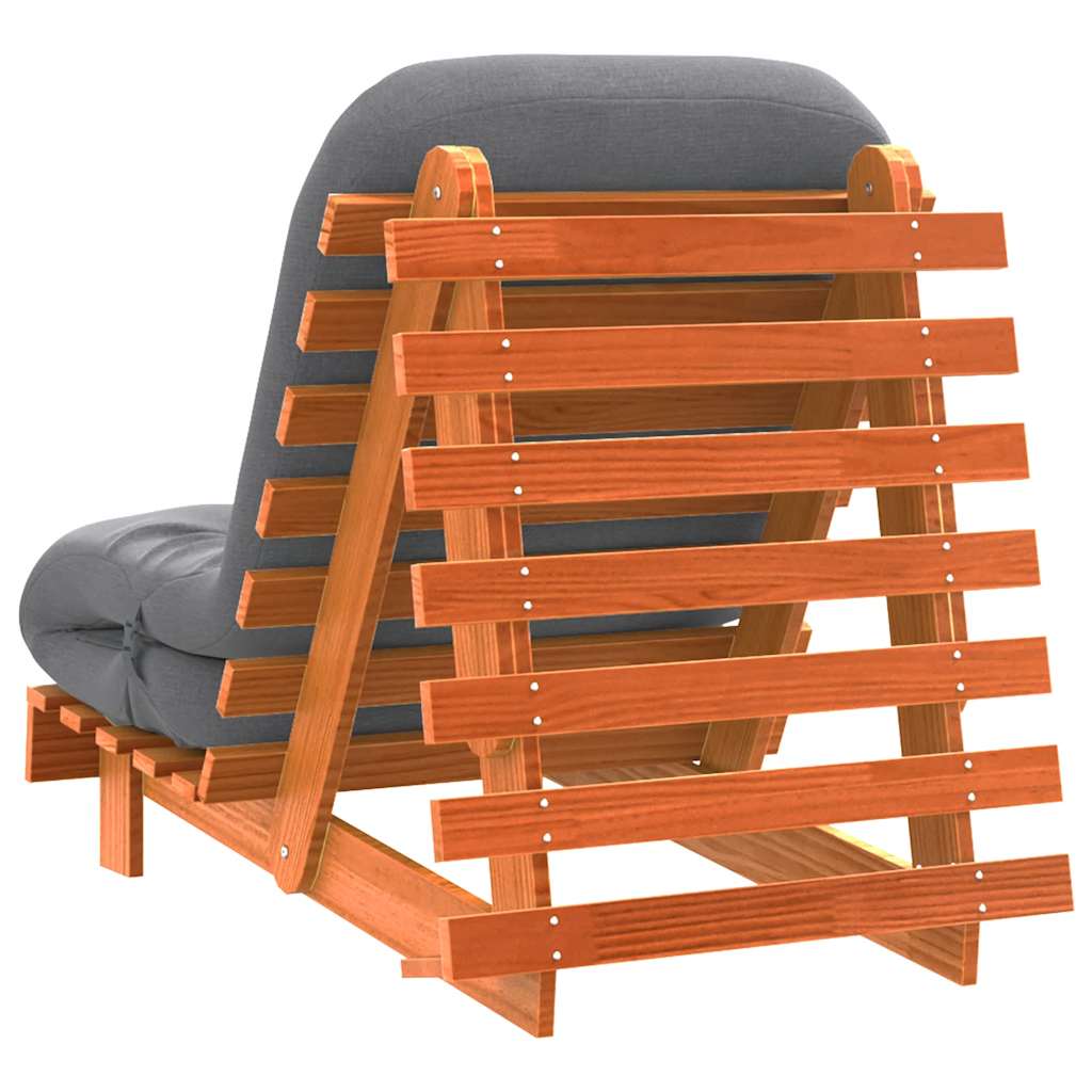 Canapé-lit futon avec matelas 70x206x11 cm bois massif de pin